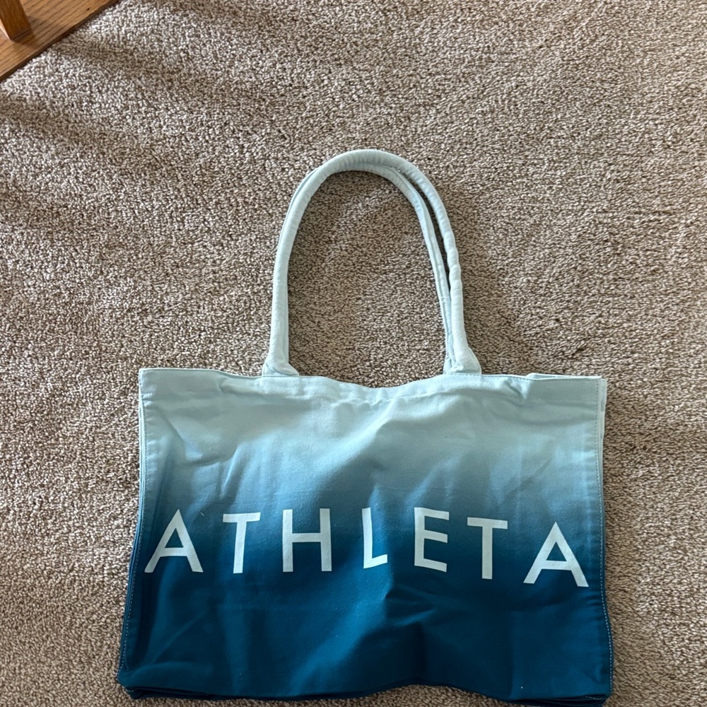 Athleta Ombre Teal and White Tote